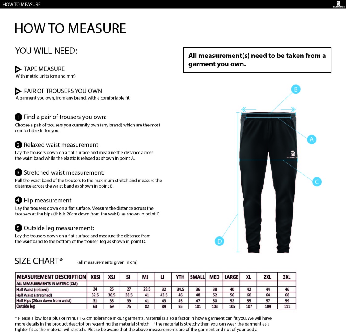 Burnley Belvedere CC Dual Skinny Pants - Navy - Size Guide