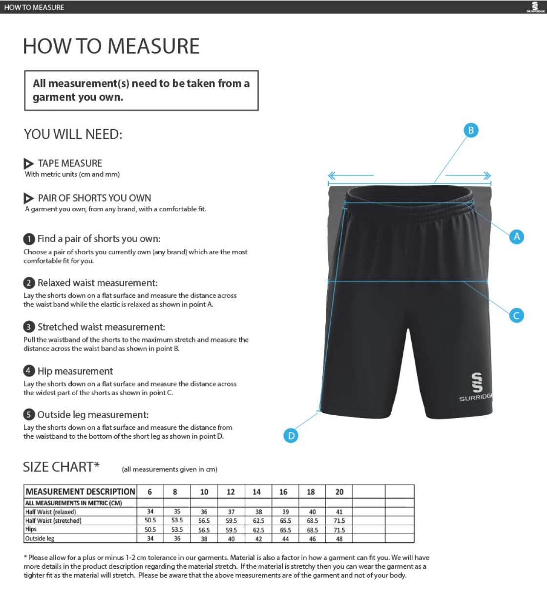 Burnley Belvedere CC Women's Ripstop Pocketed Shorts : Black - Size Guide
