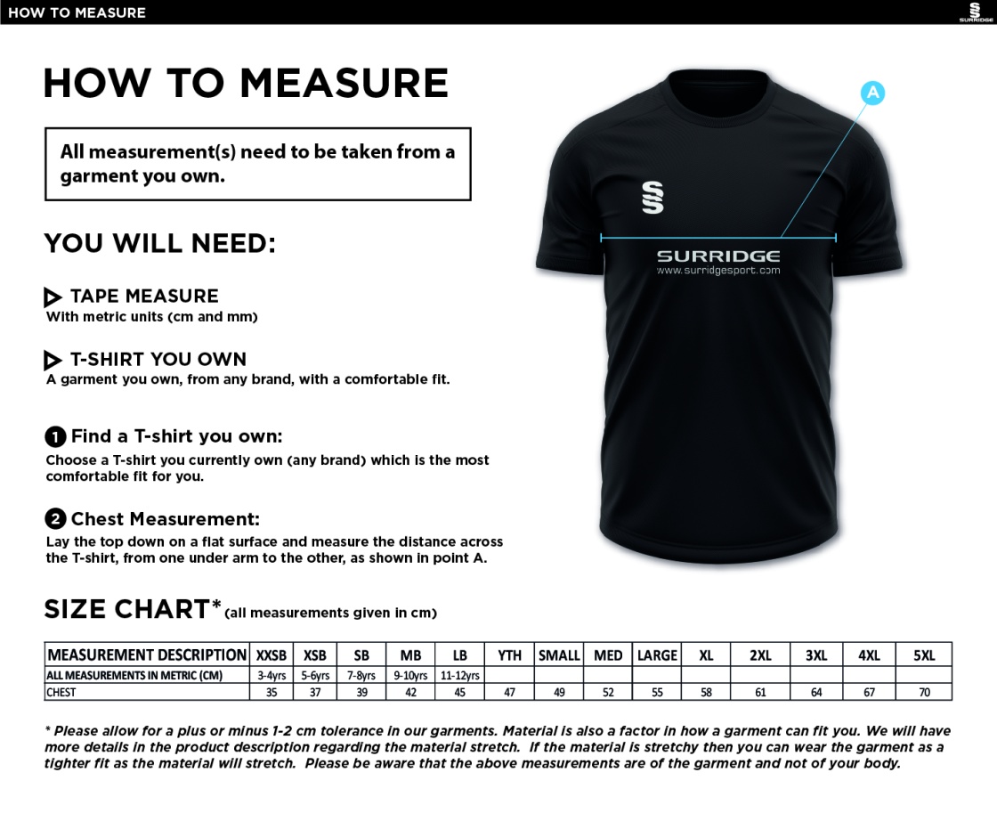 Burnley Belvedere CC Dual Polo Shirt - Black - Size Guide
